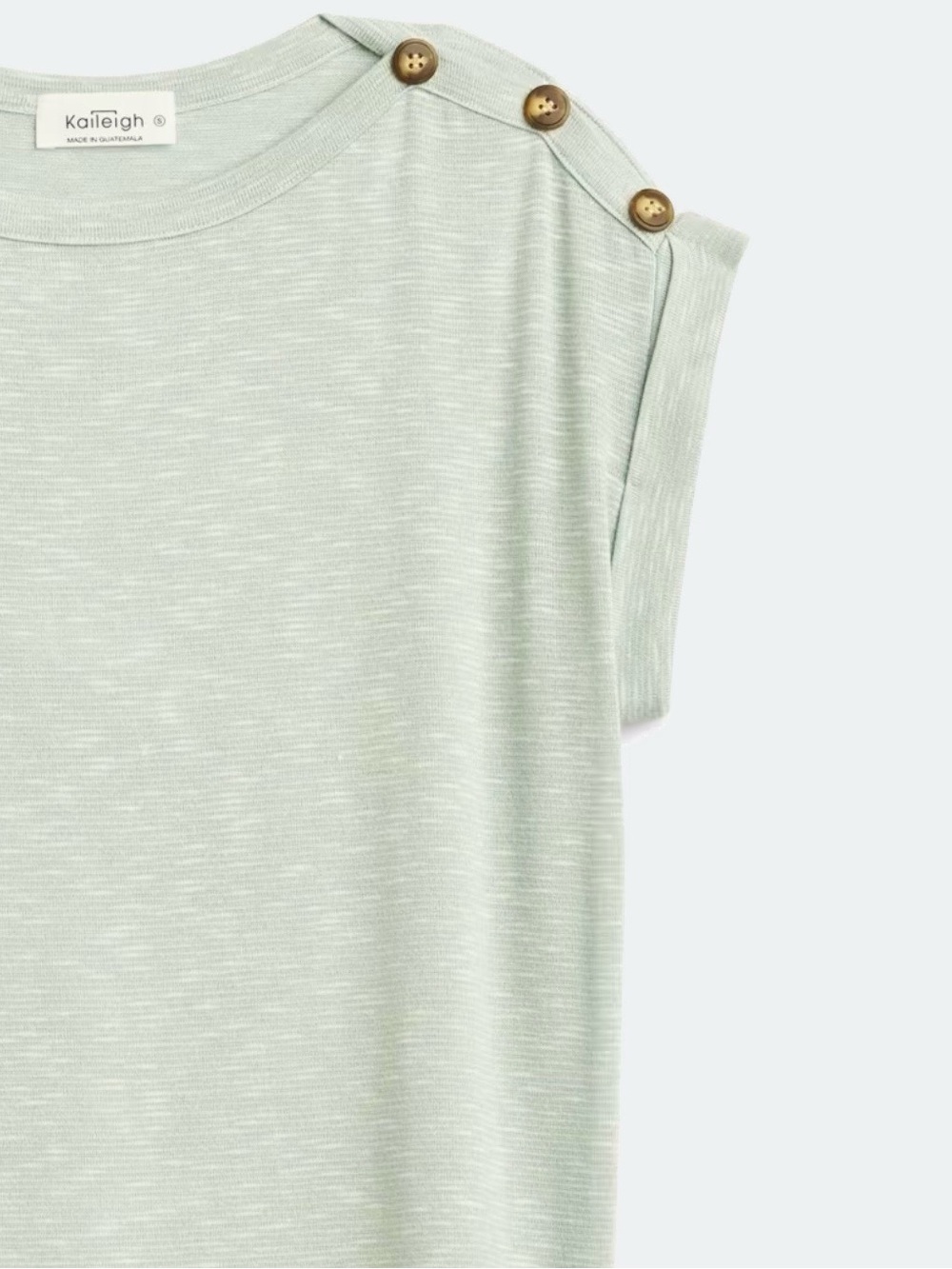 Kaileigh Mercy Light Sage Button-Shoulder Knit Short Sleeve Top - Picture 3 of 9